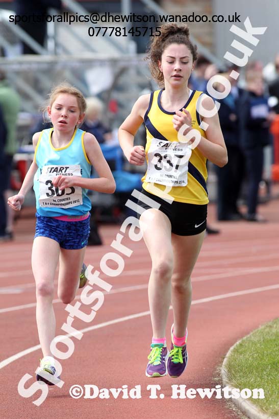 Girls under-15s 3000 metres, North Eastern Track and Field Champs, Gateshead Stadium. Photo: David T. Hewitson/Sports for All Pics